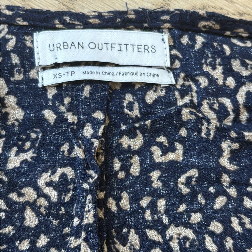 Urban Outfitters Navy and Beige Leopard Print Blouse